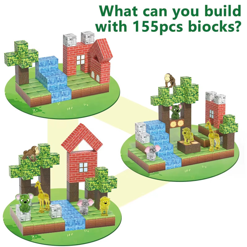 Magnetic Building Blocks Forest Animal World STEM Learning Building Blocks Toys Gifts Fun Stress Relief Toys for Children over 3