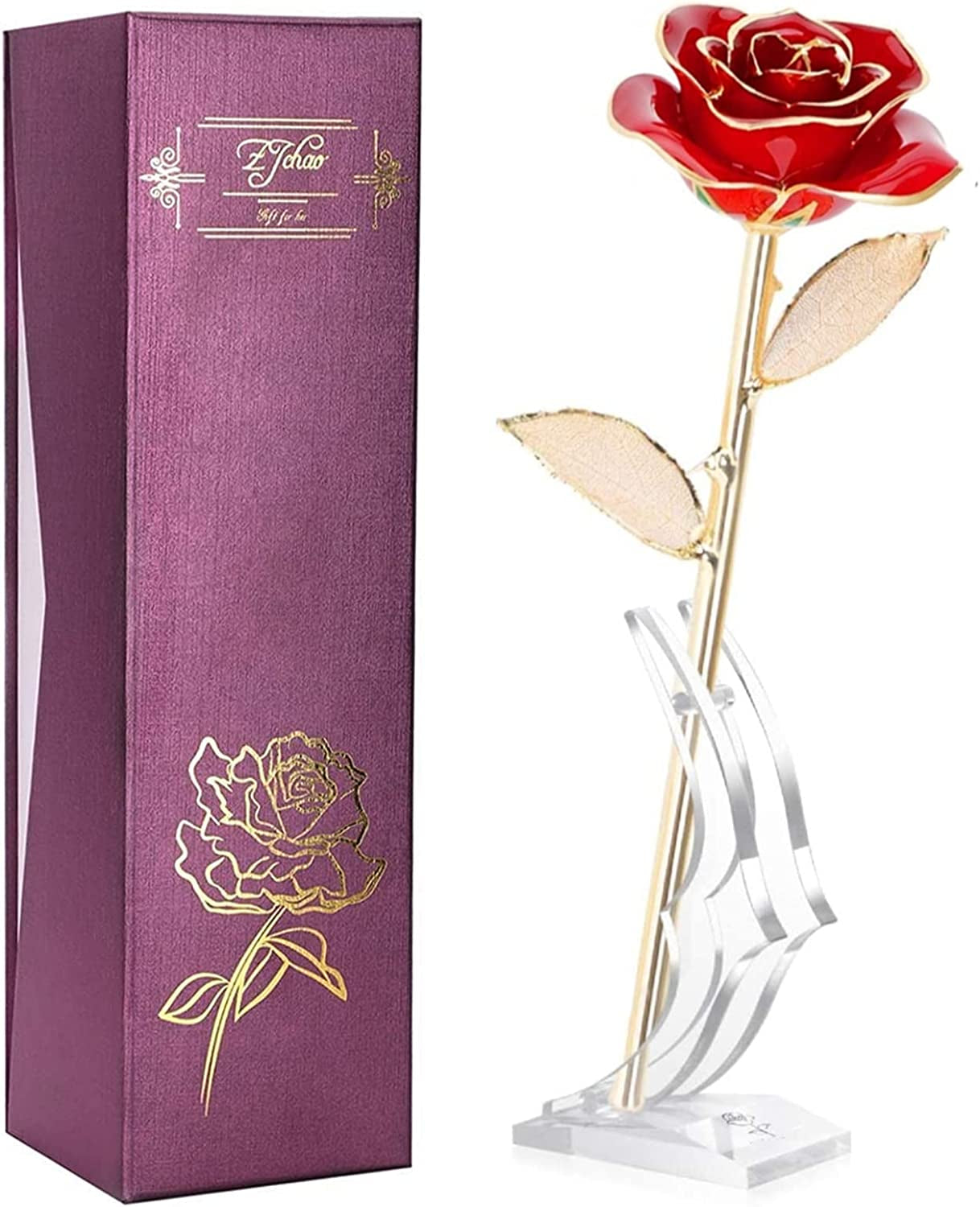 Enchanting 24K Red Rose Gold Leaf: The Perfect Eternal Gift for Valentine's Day, Anniversaries, Birthdays, and More