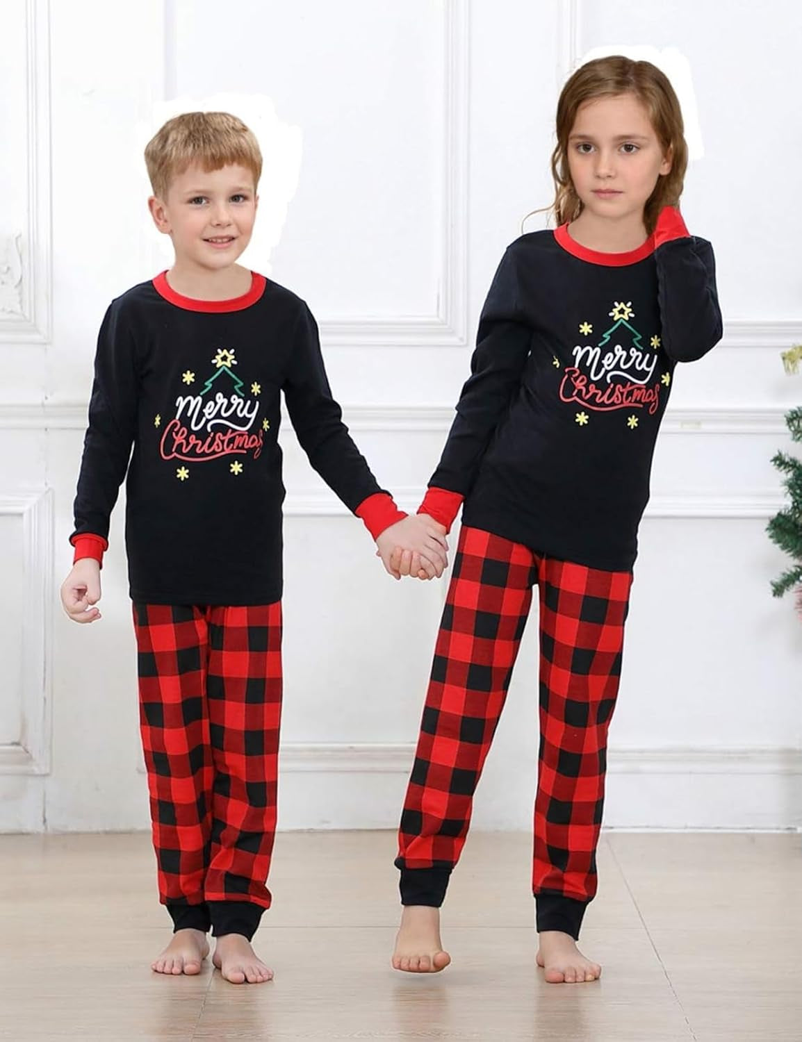 Joyond Family Pajamas for Christmas Halloween Thankgiving Hanukkah 100% Cotton Matching Family Xmas Pjs for Women Men Kids