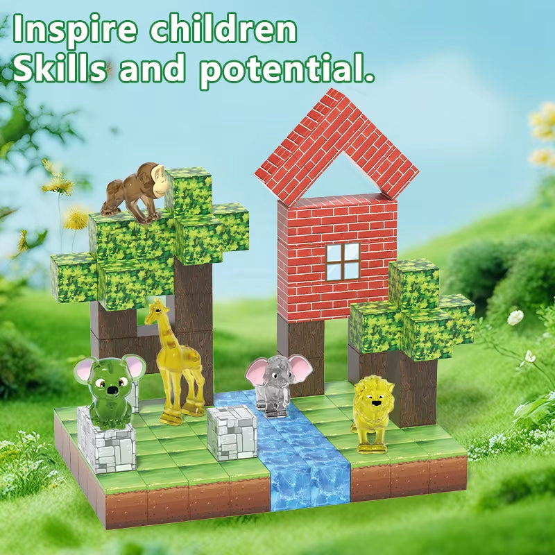 Magnetic Building Blocks Forest Animal World STEM Learning Building Blocks Toys Gifts Fun Stress Relief Toys for Children over 3