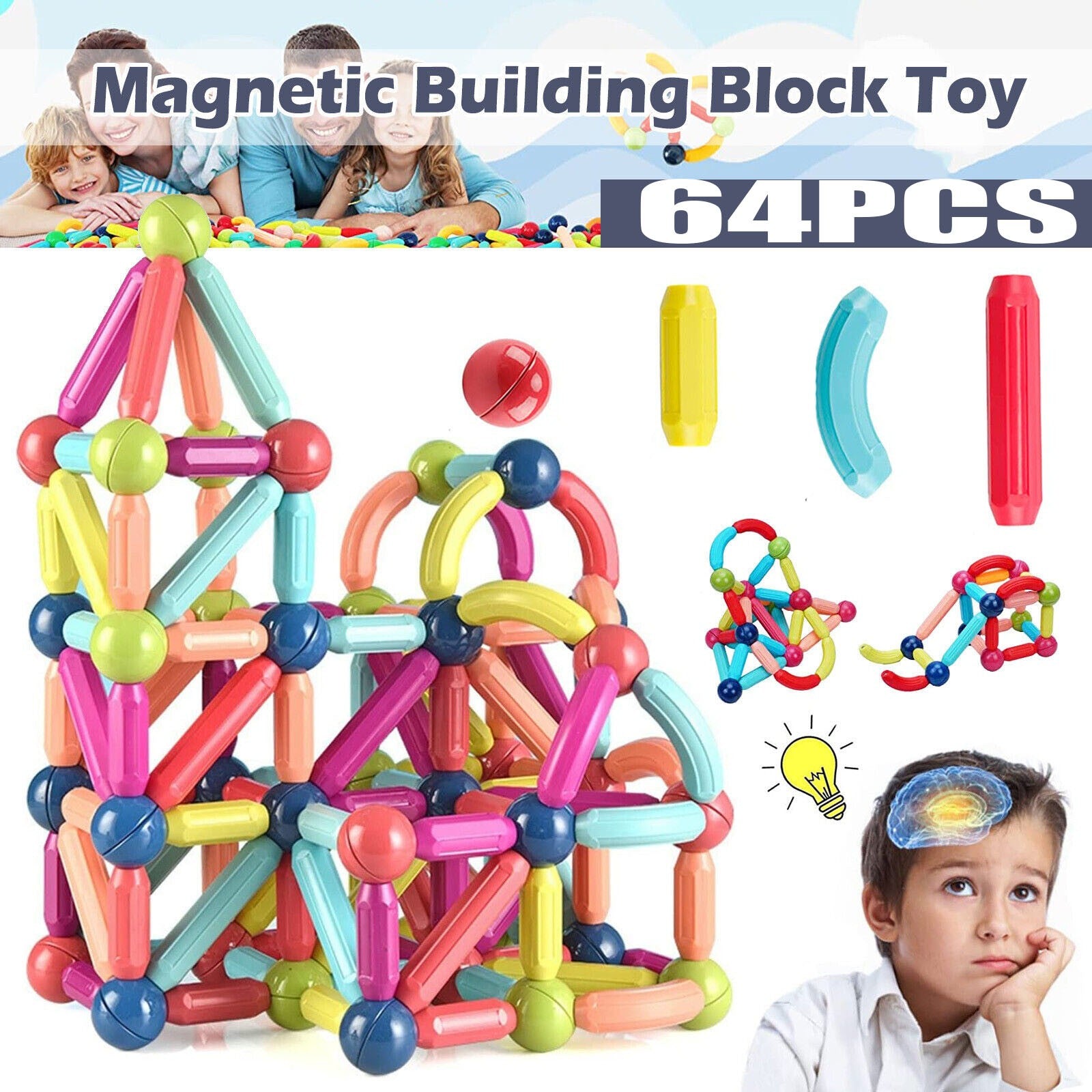 Magnetic Building Blocks Magnetic Tiles for Kids, Educational Construction Toys