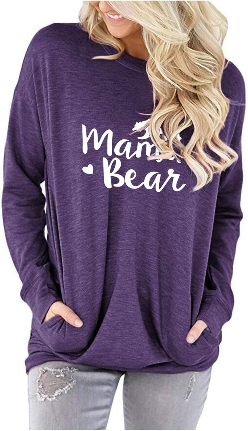 ONLYSHE Womens Crewneck Sweatshirt Casual Loose Fitting Tops Long Sleeve T Shirt