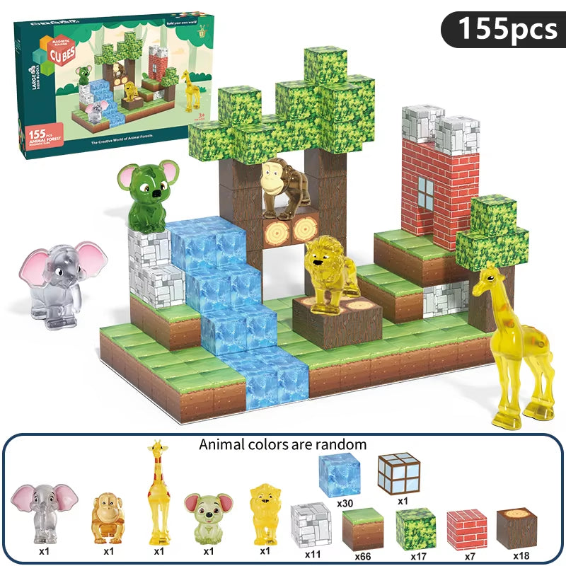 Magnetic Building Blocks Forest Animal World STEM Learning Building Blocks Toys Gifts Fun Stress Relief Toys for Children over 3