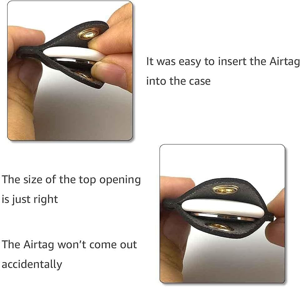 Keyring Holder for Airtag 4 Pack, Air Tag Key Ring Tracker Keychain Compatible with Apple Item Finder, Hidden Leather Itag GPS Locator Protective Cover Sleeve Key Fob Organizer Carabiner Accessories