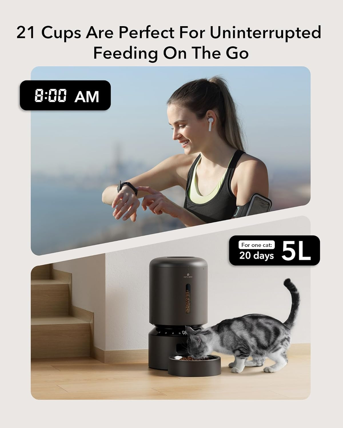 PETLIBRO Automatic Cat Feeder Dog Food Dispenser Auto Timer Pet Feeding Tray, Low Food & Motion & Sound Alerts, 4L Basic