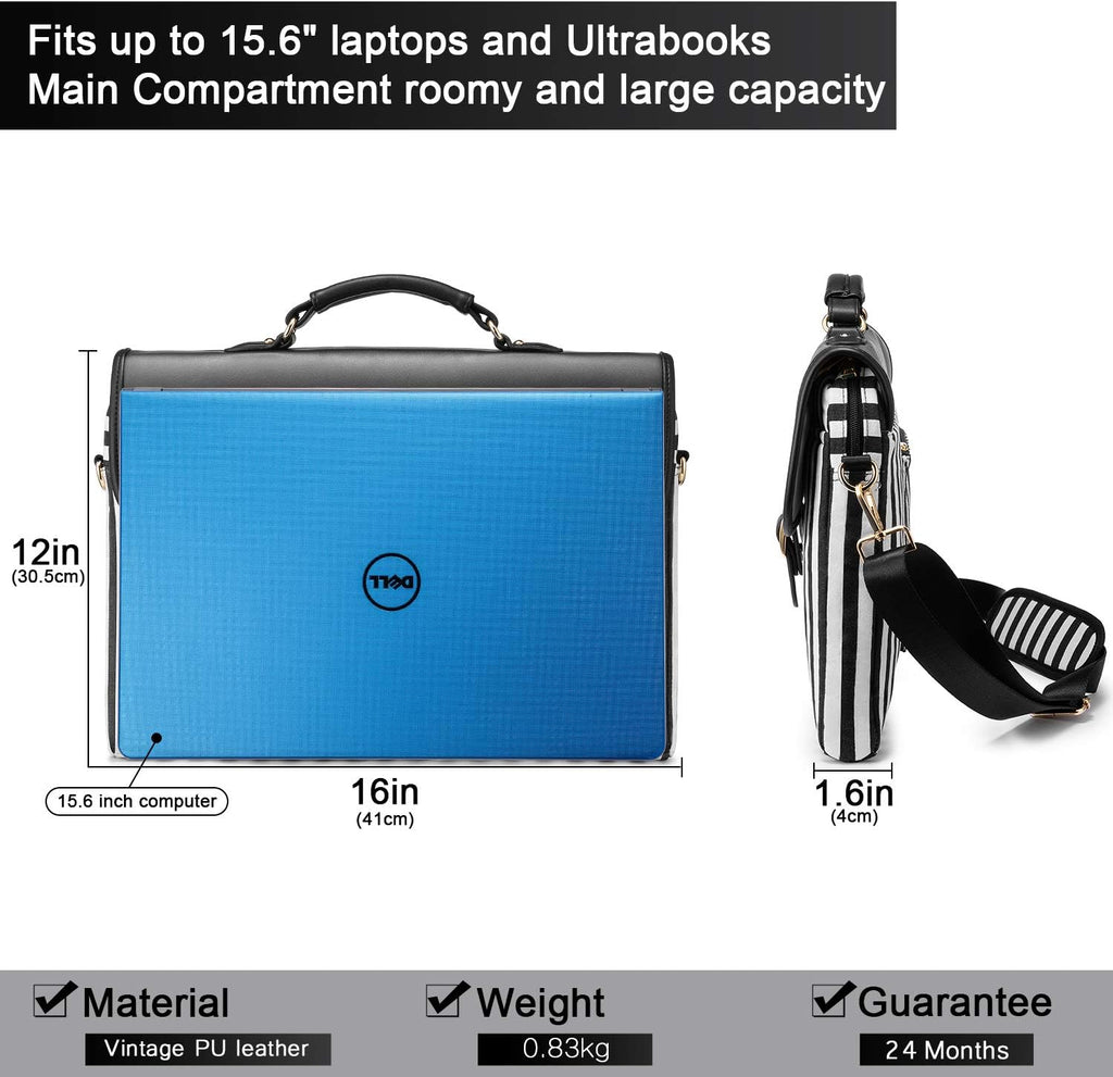 Computer Bag Laptop Bag for Women Cute Laptop Messenger Bag for Work College, Slim-Black, 15.6-Inch