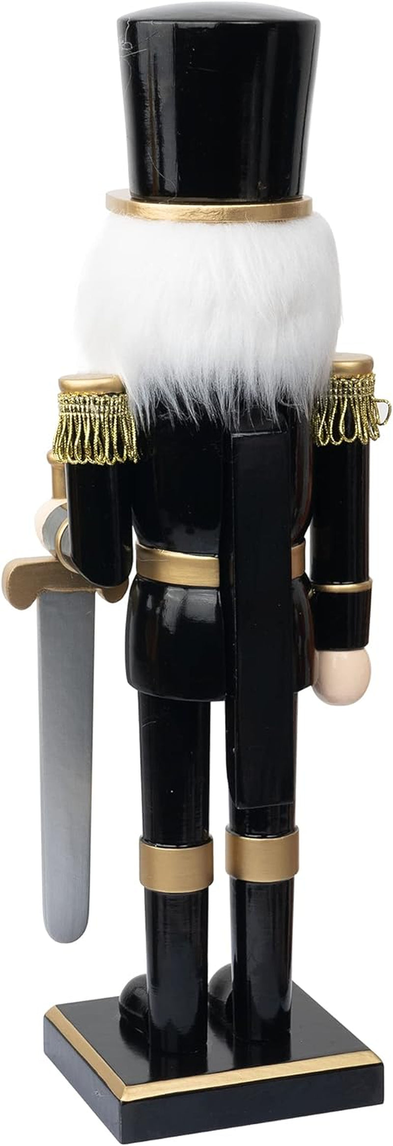 FUNPENY 14" Christmas Decorative Nutcracker Figures, Wooden Black Soldier in Black Uniform Hold Sword, Festive Collectible Nutcracker Gift for Indoor Winter Table Desktop Fireplace Decorations