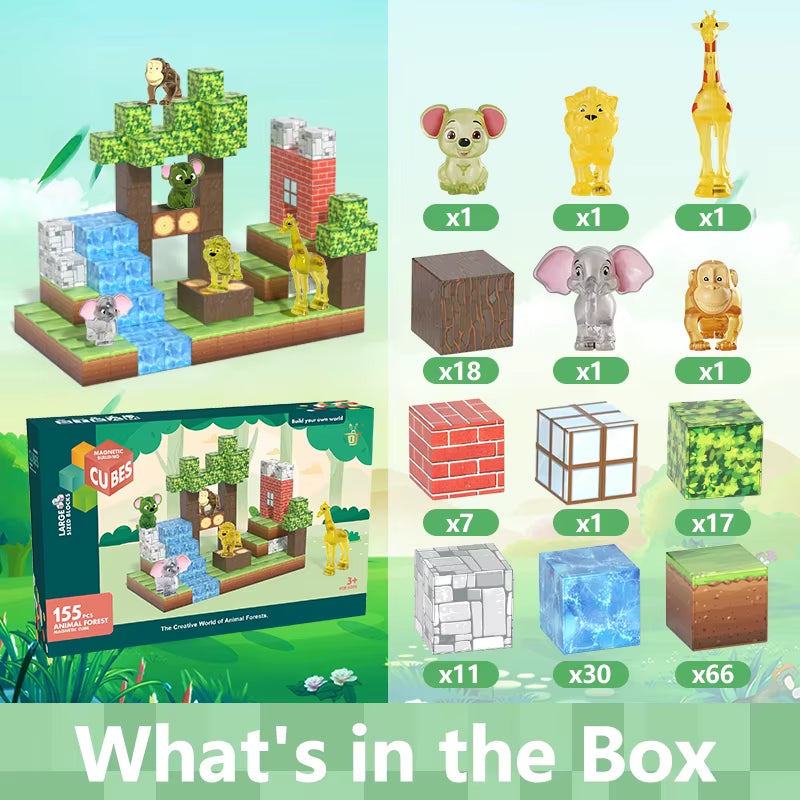 Magnetic Building Blocks Forest Animal World STEM Learning Building Blocks Toys Gifts Fun Stress Relief Toys for Children over 3