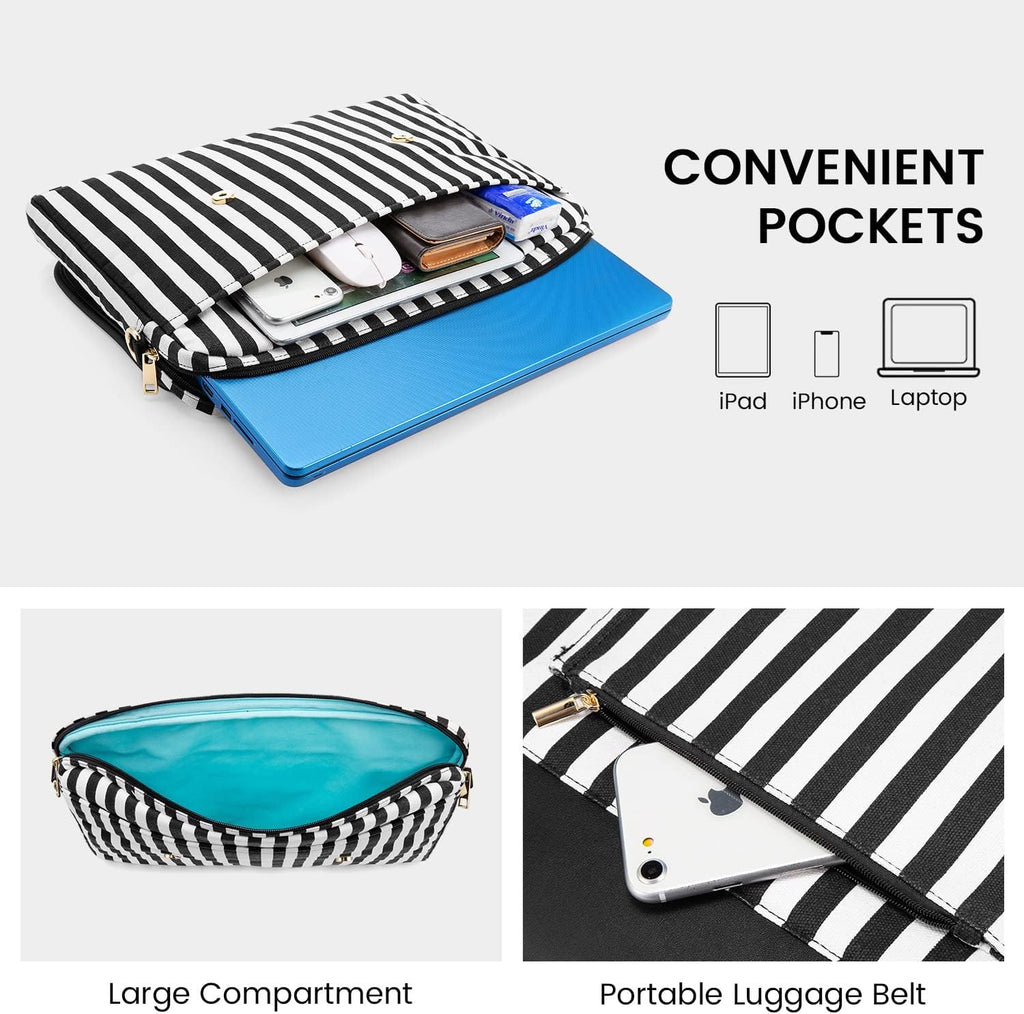 Computer Bag Laptop Bag for Women Cute Laptop Messenger Bag for Work College, Slim-Black, 15.6-Inch