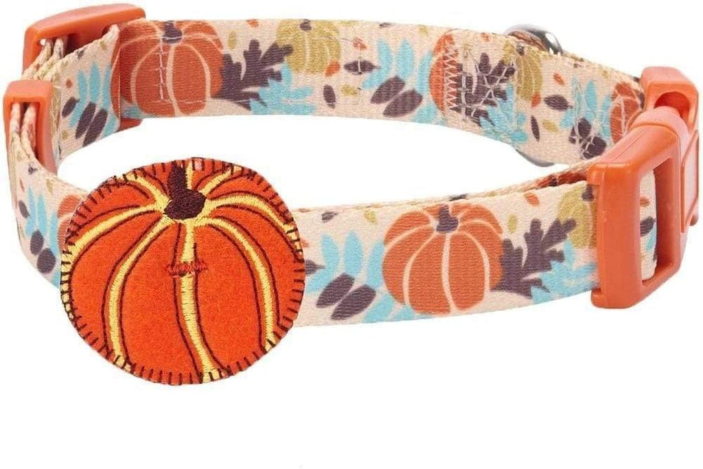 Thanksgiving Dog Collar - Adjustable Fall Pumpkin Puppy Collar for Small Dogs, Medium 14.5"-20" - Perfect for Holiday Enthusiasts & Family Photos - Seasonal Dog Collars