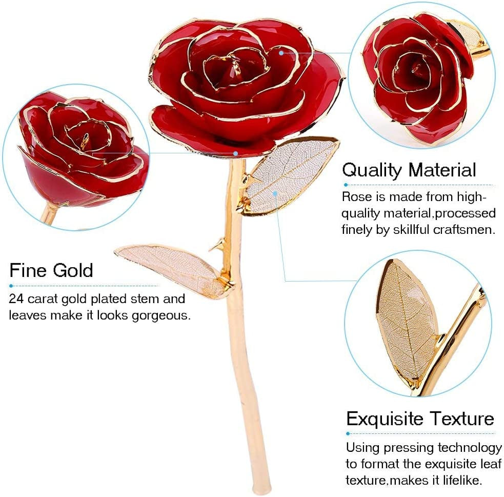 Enchanting 24K Red Rose Gold Leaf: The Perfect Eternal Gift for Valentine's Day, Anniversaries, Birthdays, and More