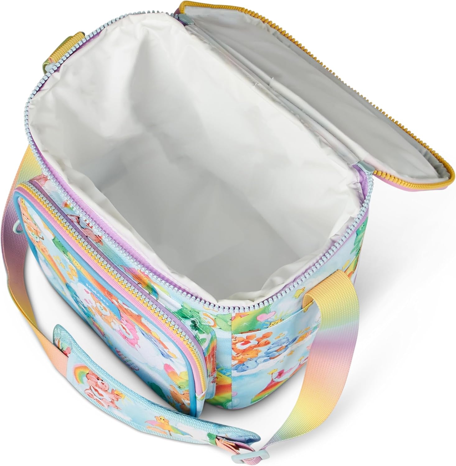 Retro 90S Cooler, Insulated Square Lunch Box with Front Pocket & Adjustable Strap