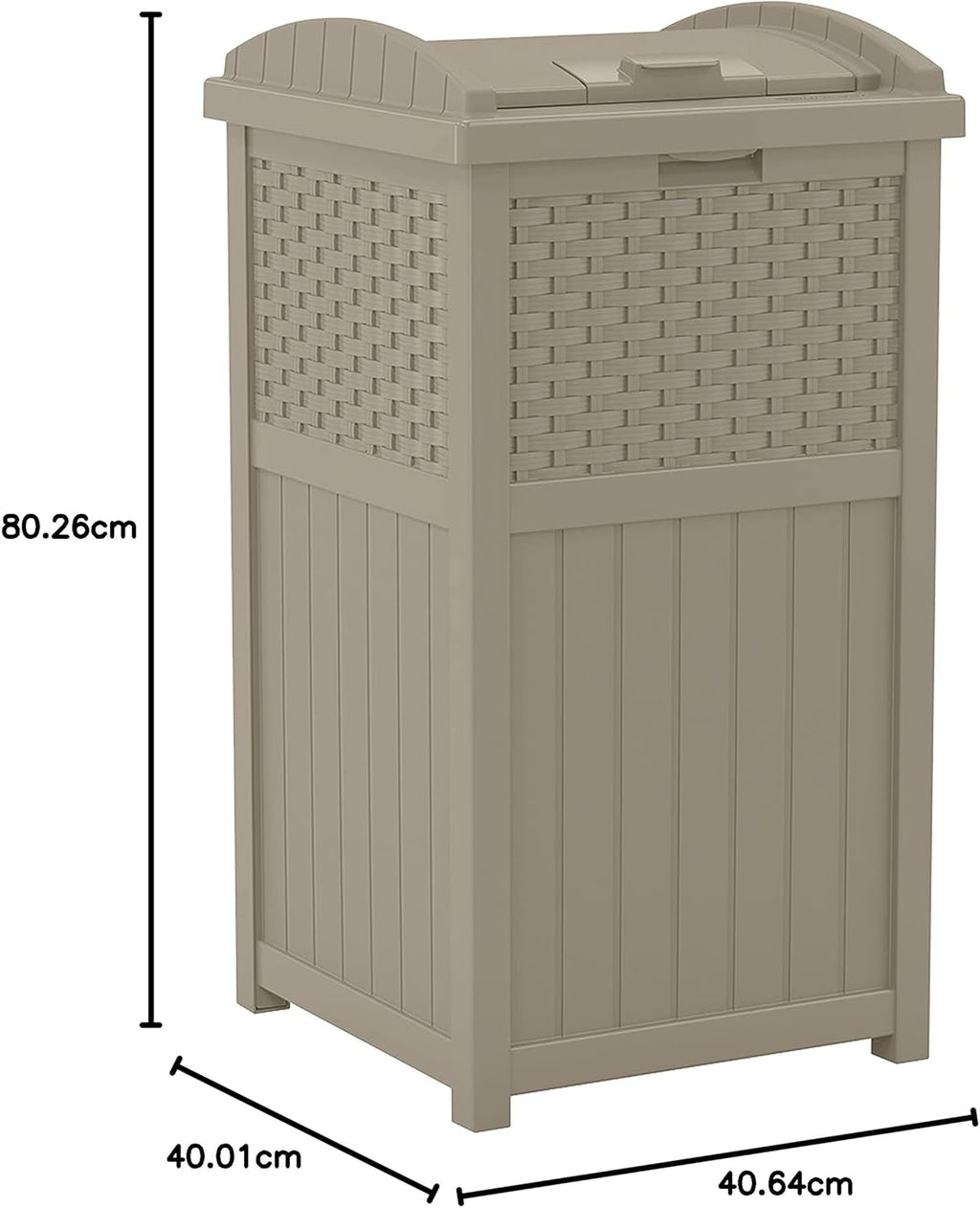 33 Gallon Hideaway Trash Can for Patio - Resin Outdoor Trash with Lid - Use in Backyard, Deck, or Patio - Dark Taupe
