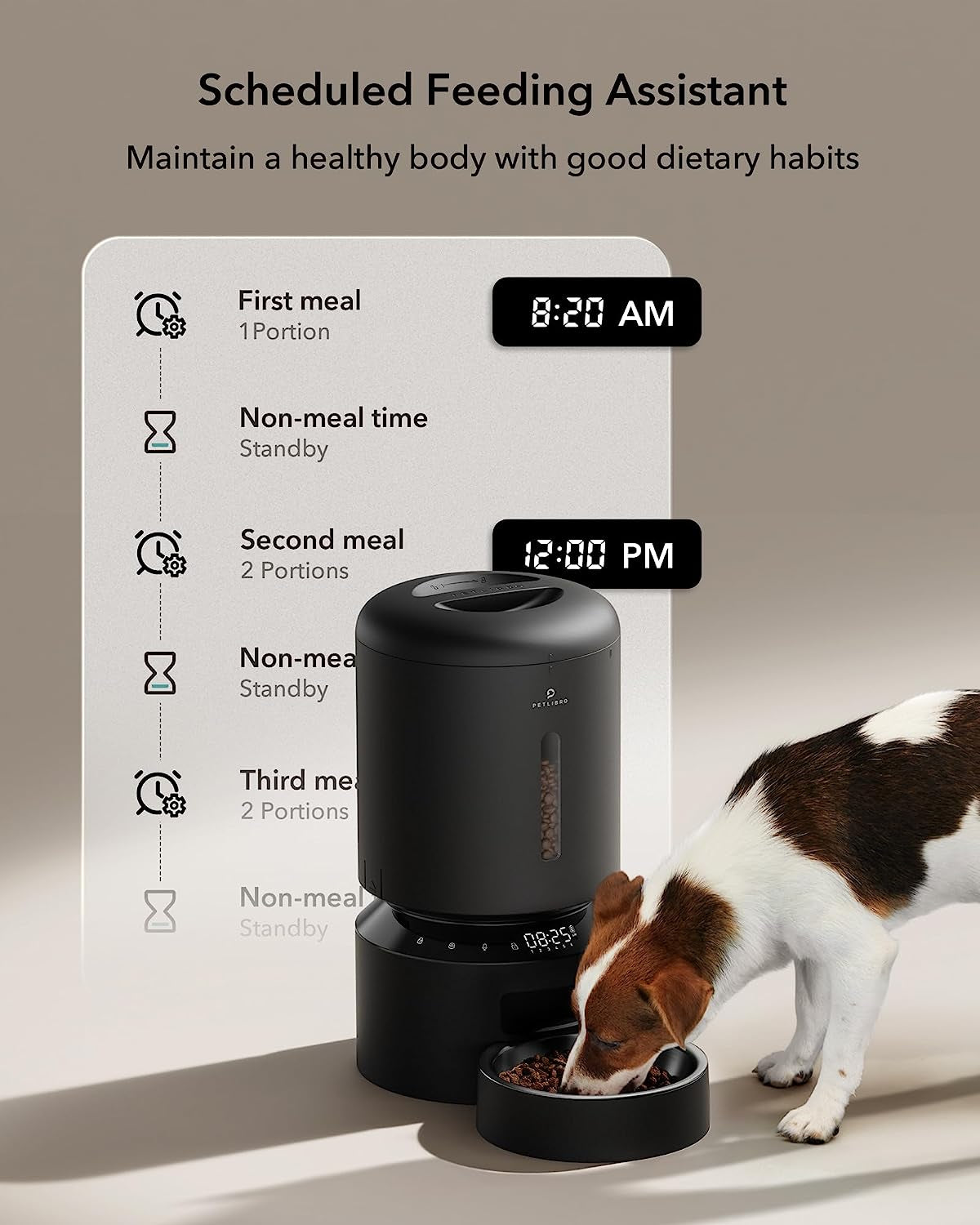 PETLIBRO Automatic Cat Feeder Dog Food Dispenser Auto Timer Pet Feeding Tray, Low Food & Motion & Sound Alerts, 4L Basic