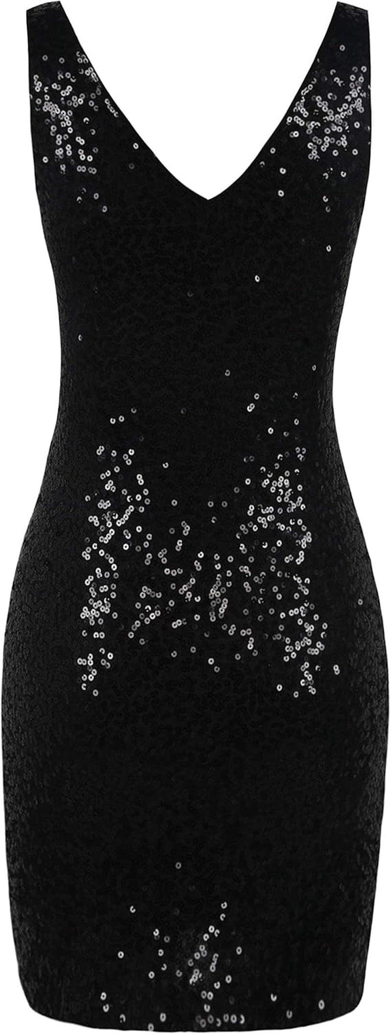 Prettyguide Women'S Sequin Cocktail Dress V Neck Bodycon Glitter Party Dress