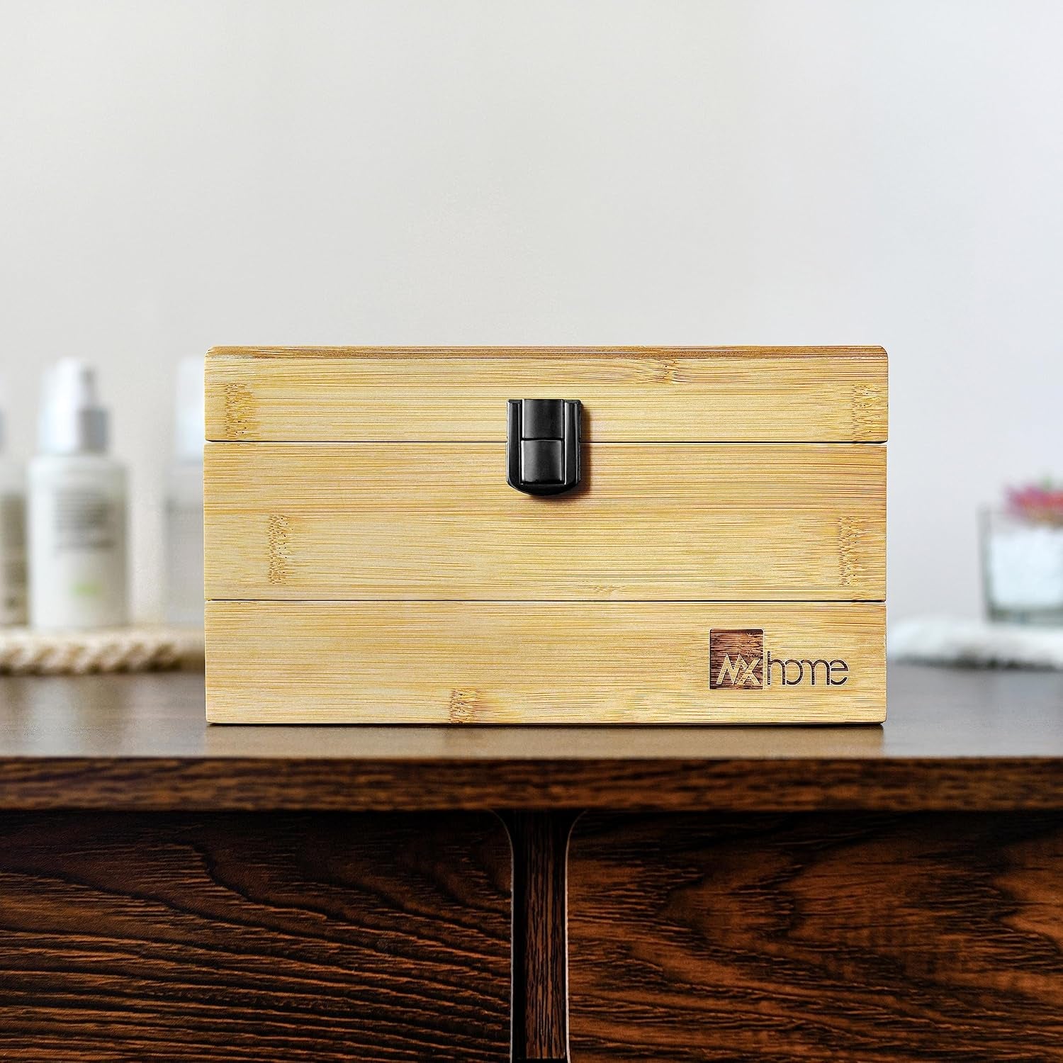 Three-Layer Bamboo Jewelry Box with Mirror Jewelry Storage with Lock Jewelry Organizer with 2 Drawers for Girl Women'S Gift Mother'S Day