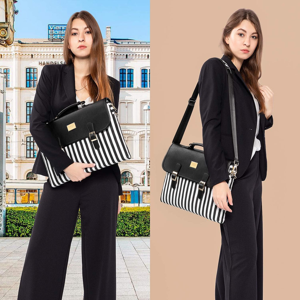 Computer Bag Laptop Bag for Women Cute Laptop Messenger Bag for Work College, Slim-Black, 15.6-Inch