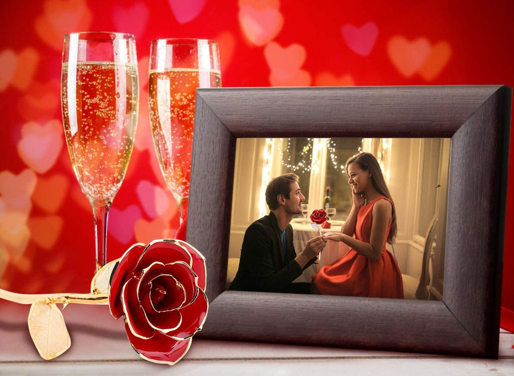 Enchanting 24K Red Rose Gold Leaf: The Perfect Eternal Gift for Valentine's Day, Anniversaries, Birthdays, and More