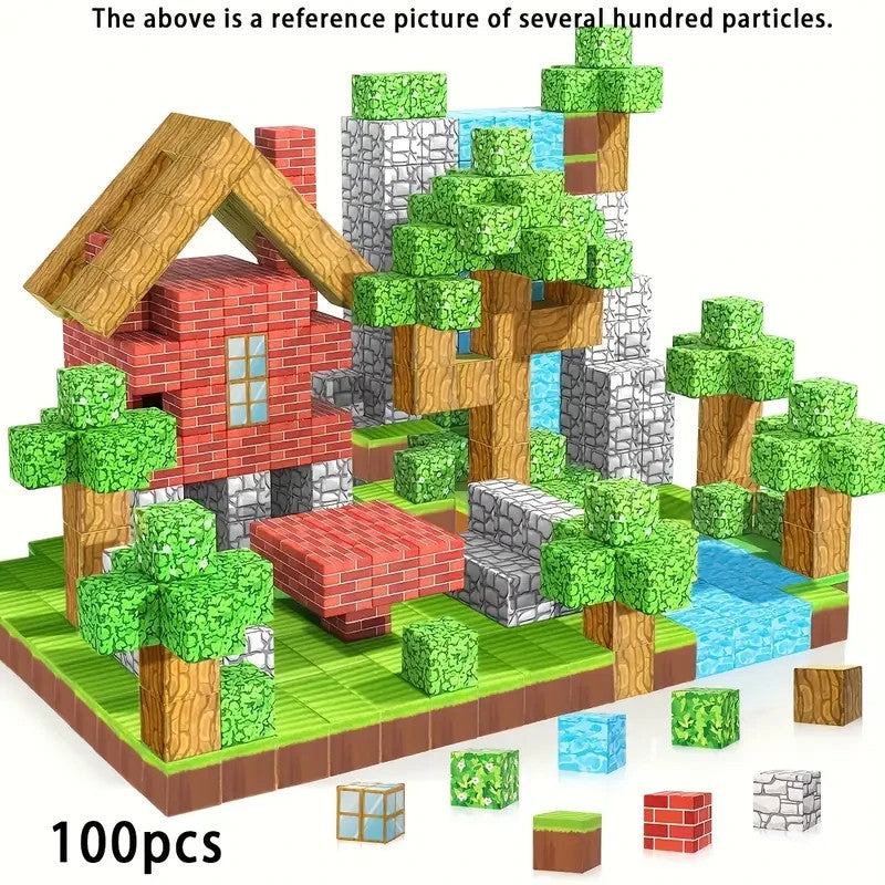 100 MC Style Magnetic Building Blocks Children Kids Educational Toy Gift