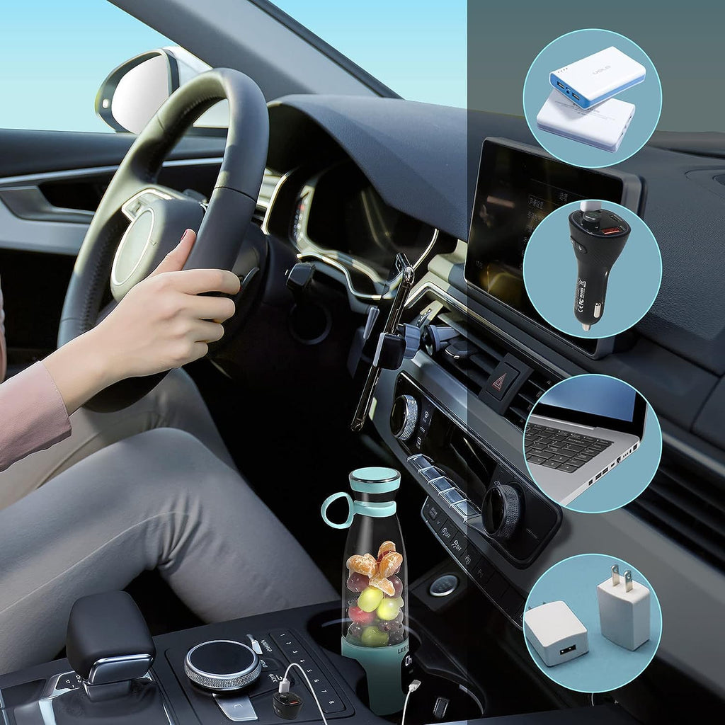 Smoothie Maker, 18OZ/535ML Portable Smoothie Blender Juicer Mixer, 300W Powerful Personal Blender | Crushes Ice Cubes| 3X MORE POWERFUL than Most USB Blenders,  Blender Bravo Blue