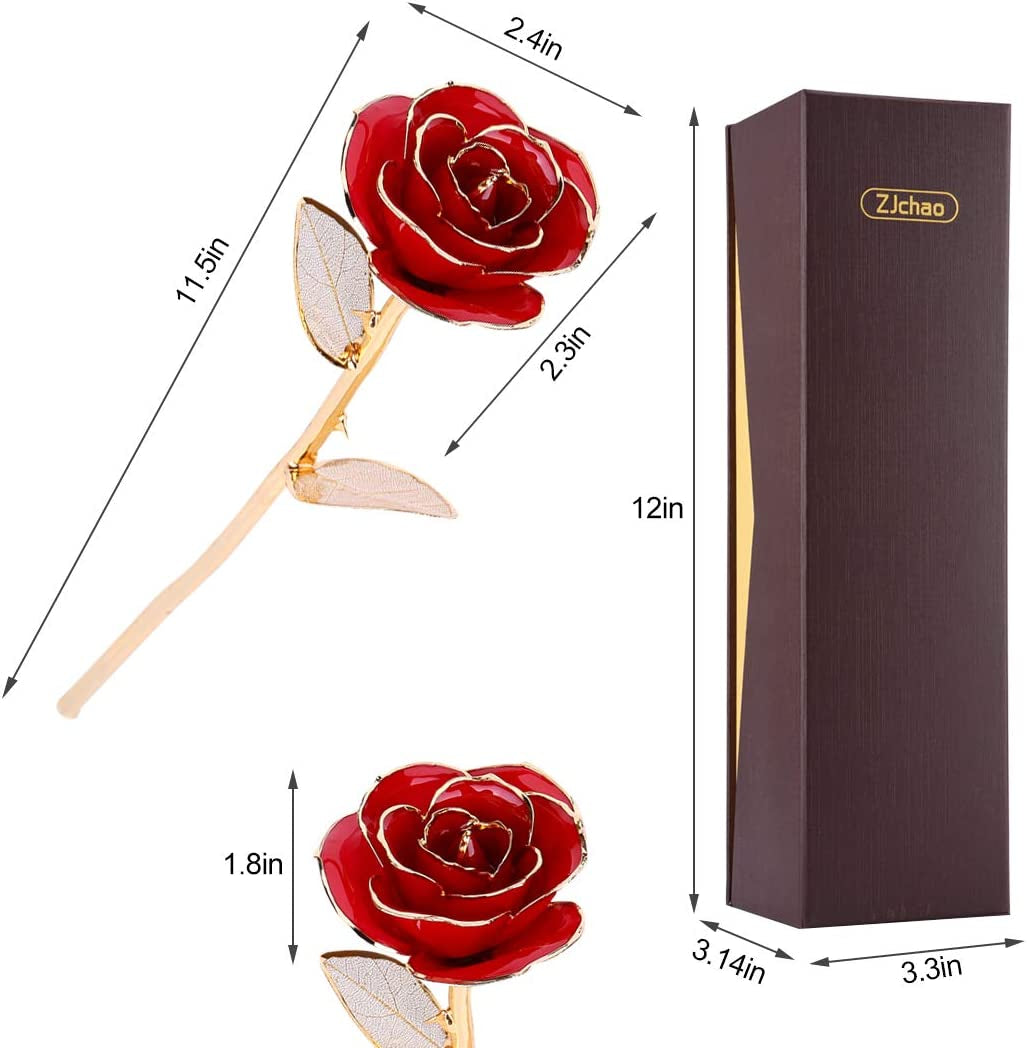 Enchanting 24K Red Rose Gold Leaf: The Perfect Eternal Gift for Valentine's Day, Anniversaries, Birthdays, and More