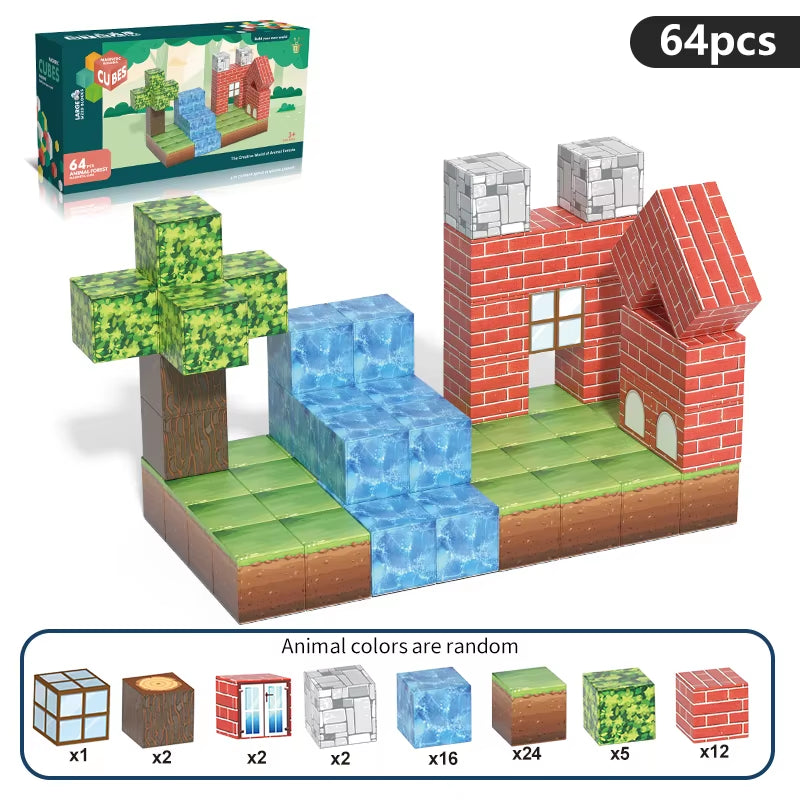 Magnetic Building Blocks Forest Animal World STEM Learning Building Blocks Toys Gifts Fun Stress Relief Toys for Children over 3