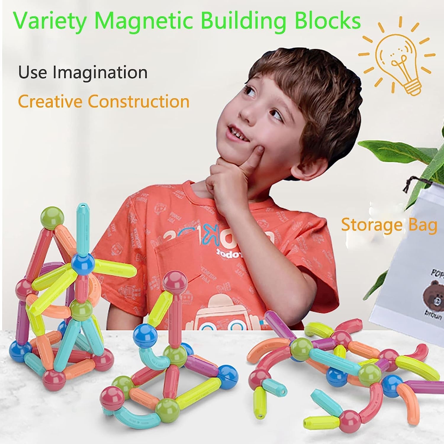 Magnetic Building Blocks Magnetic Tiles for Kids, Educational Construction Toys