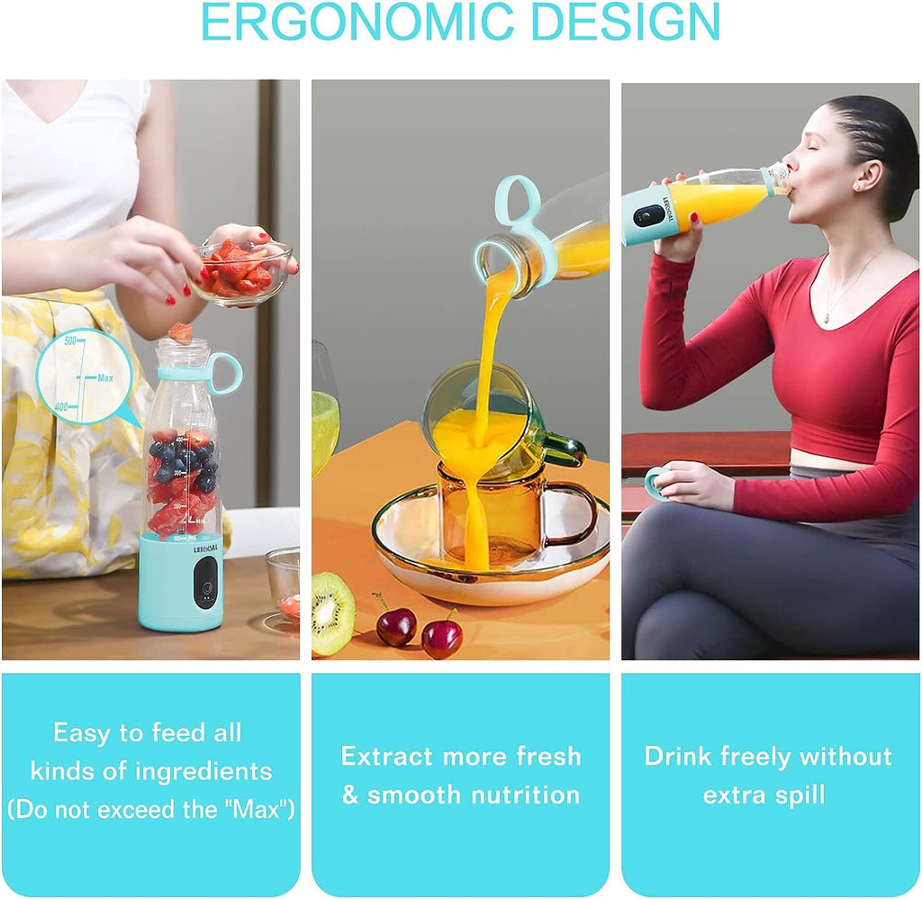 Smoothie Maker, 18OZ/535ML Portable Smoothie Blender Juicer Mixer, 300W Powerful Personal Blender | Crushes Ice Cubes| 3X MORE POWERFUL than Most USB Blenders,  Blender Bravo Blue