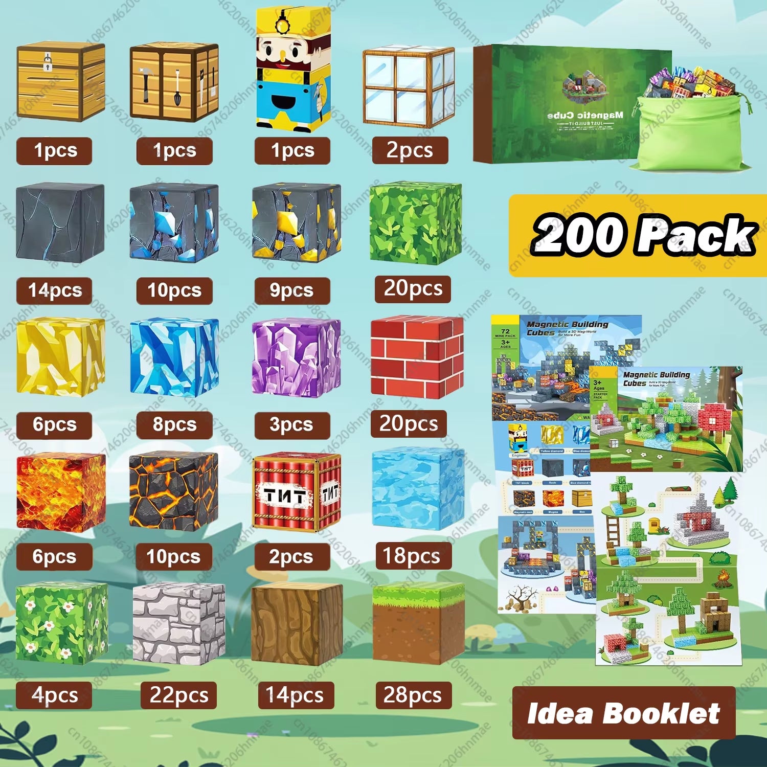 Magnetic Building Blocks Mine World Magnet Cube Set STEM Montessori Sensory Toy for Kids Boys Girls Ages 3+ DIY Model Children