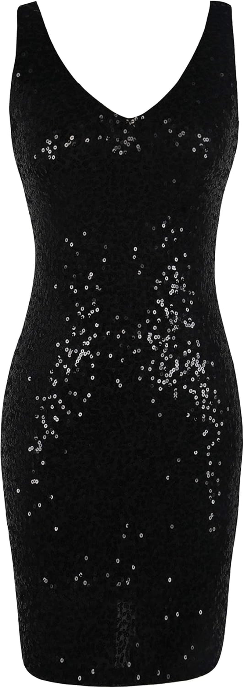 Prettyguide Women'S Sequin Cocktail Dress V Neck Bodycon Glitter Party Dress