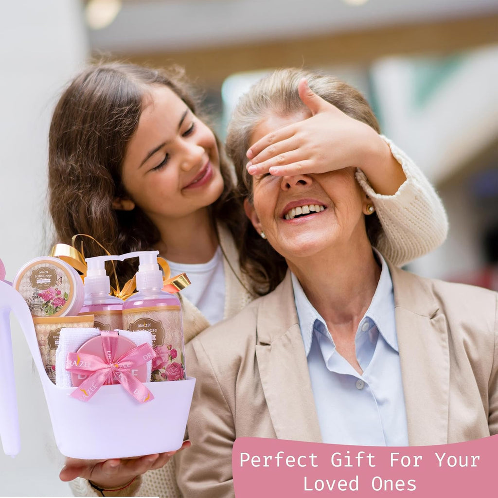 Luxury Spa Gifts for Women – 8 Pc Rose Scented Bath and Body Set with Bubble Bath, Lotion & More – Luxury Self Care Kit for Wife, Mom, Girlfriend, Birthday Gifts for Women by Draizee