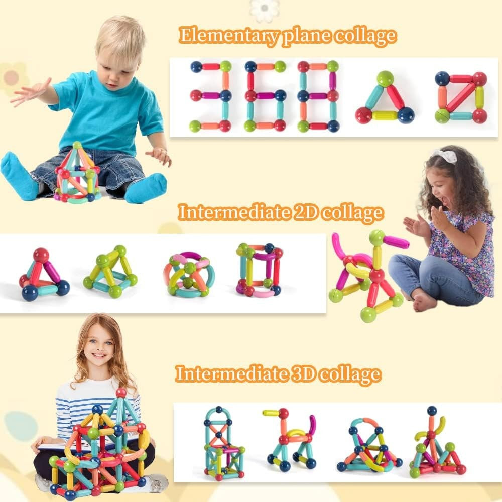 Magnetic Building Blocks Magnetic Tiles for Kids, Educational Construction Toys