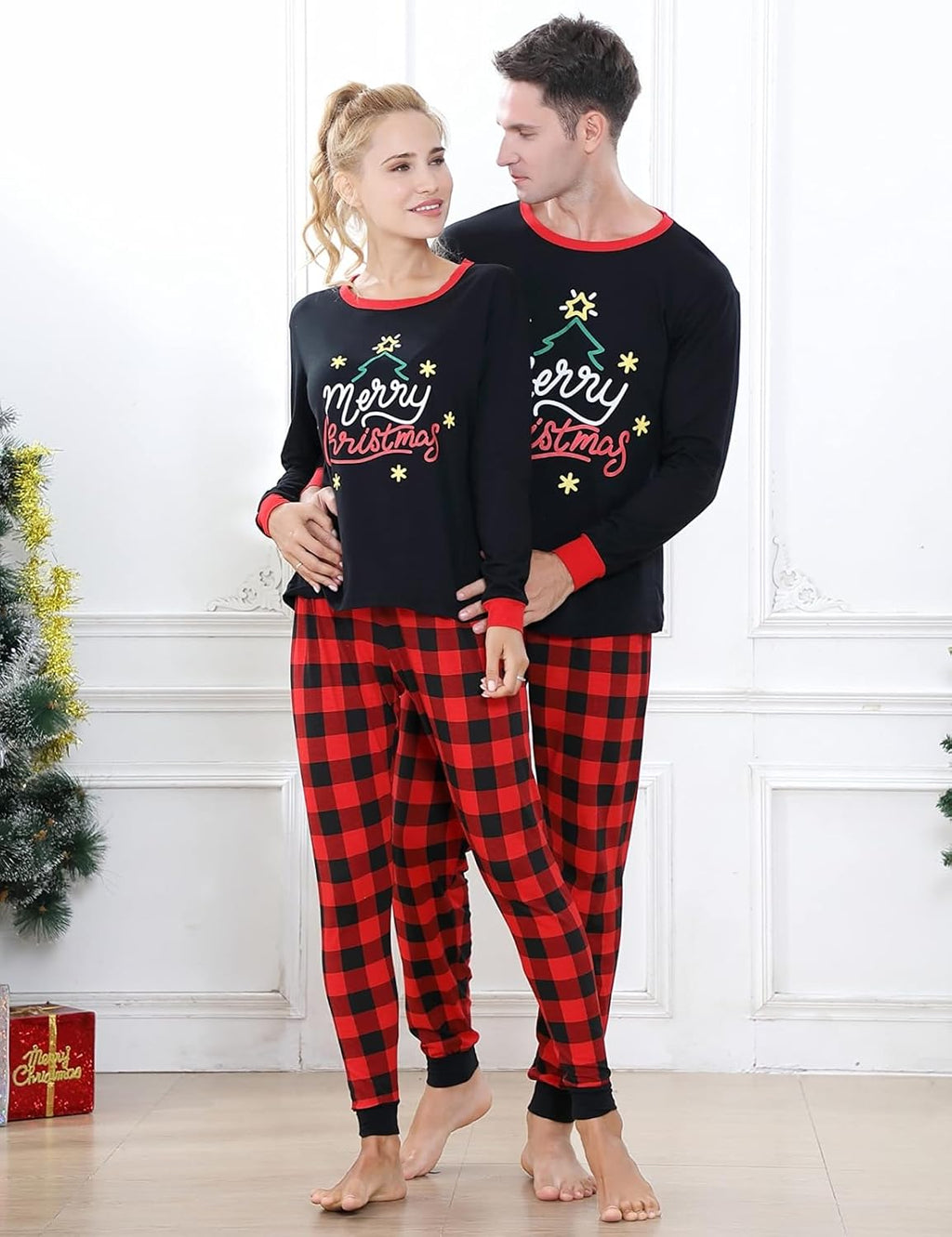 Joyond Family Pajamas for Christmas Halloween Thankgiving Hanukkah 100% Cotton Matching Family Xmas Pjs for Women Men Kids