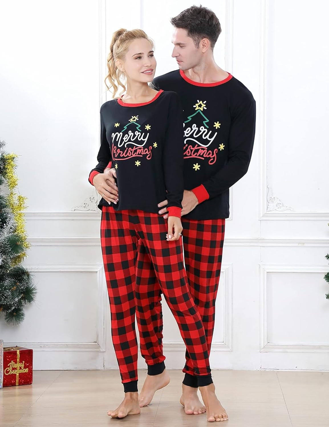 Joyond Family Pajamas for Christmas Halloween Thankgiving Hanukkah 100% Cotton Matching Family Xmas Pjs for Women Men Kids