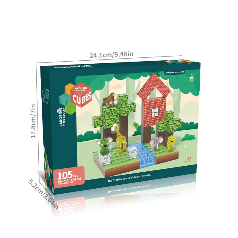 Magnetic Building Blocks Forest Animal World STEM Learning Building Blocks Toys Gifts Fun Stress Relief Toys for Children over 3