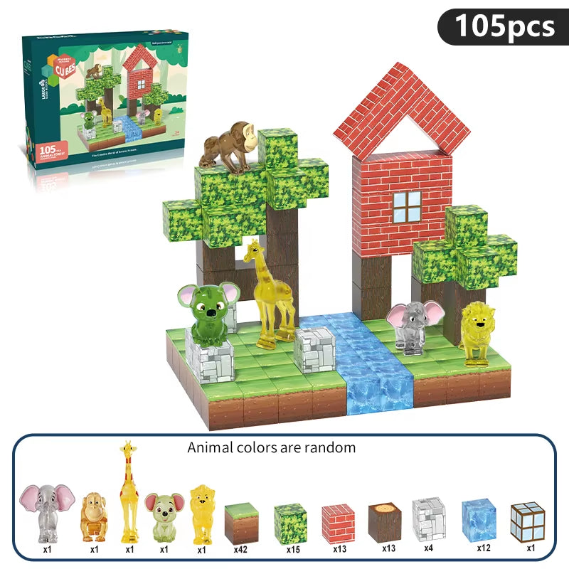 Magnetic Building Blocks Forest Animal World STEM Learning Building Blocks Toys Gifts Fun Stress Relief Toys for Children over 3